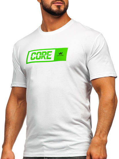 Fehér színű pamut férfi póló mintával Bolf 14790