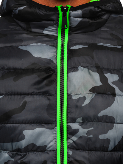 Terepmintás átmeneti férfi sportdzseki fekete-zöld színben Bolf SM83