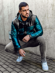 Átmeneti steppelt férfi sportdzseki zöld színben Bolf 2145