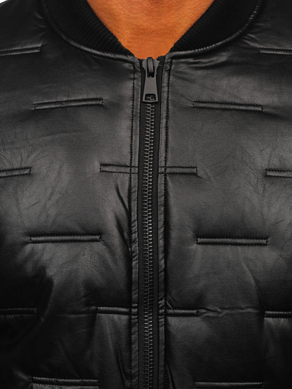 Steppelt téli férfi bomber bőrdzseki fekete színben Bolf 11Z8099