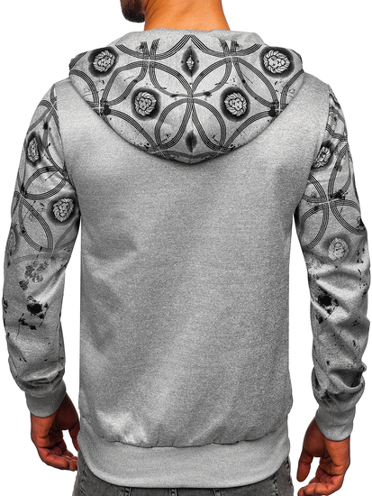 Nyitható szürke színű férfi pulcsi kapucnival Bolf 27B8122