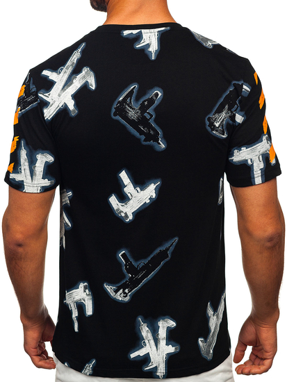 Fekete pamut férfi póló mintával Bolf MPO3471