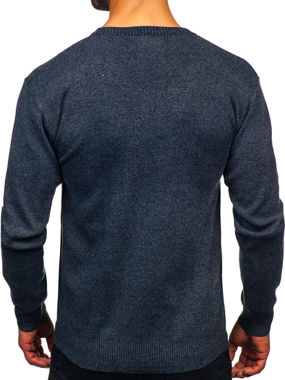 Sötétkék férfi V-nyakú pulóver Bolf S8725