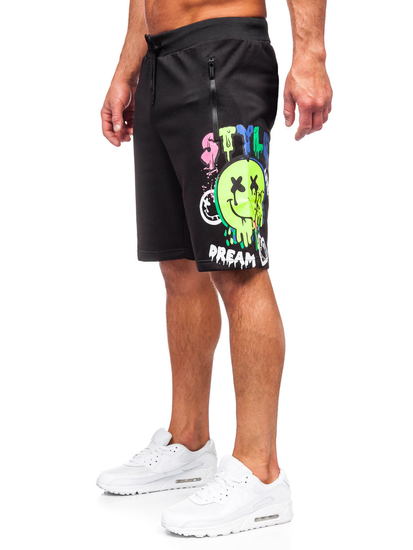 Férfi rövid szabadidőnadrág fekete színben Bolf HS7195