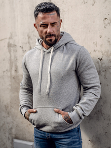 Férfi kenguru pulóver kapucnival szürke Bolf MB001A