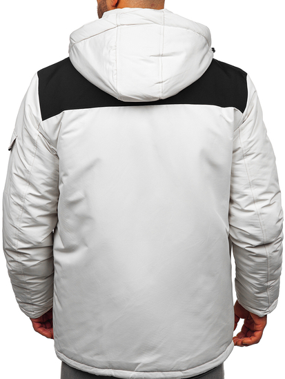 Világosbézs férfi téli dzseki kapucnival Bolf 22M322