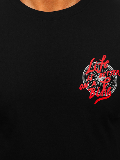 Fekete pamut férfi póló mintával Bolf MPO3555