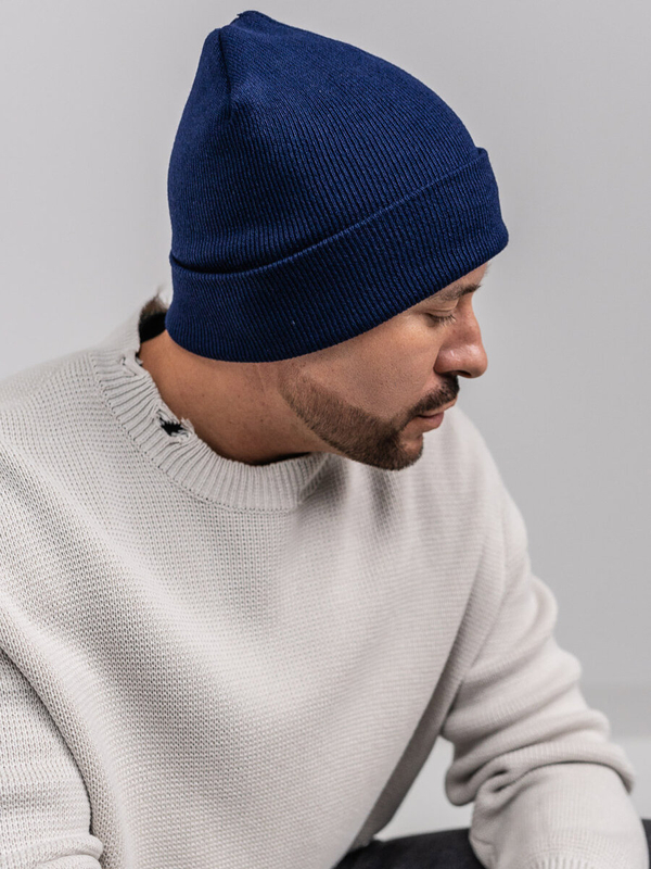 Téli bélelt férfi sapka gránátkék színben YW09004M