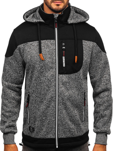 Antracit férfi kapucnis pulóver-kabát Bolf TC1268