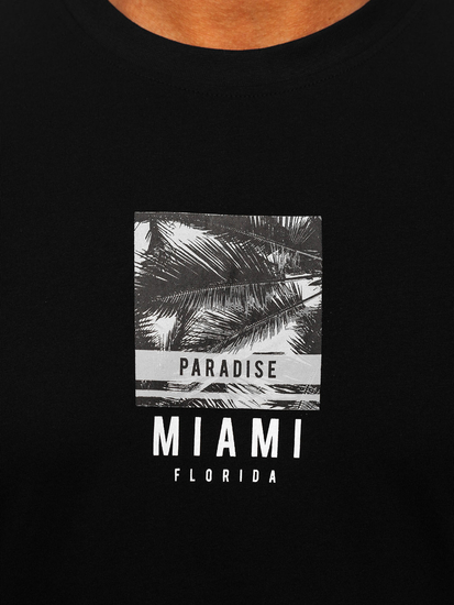 Fekete pamut férfi póló mintával Bolf MPO3500