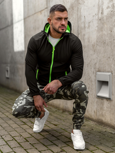 Fekete-zöld férfi átmeneti softshell dzseki Bolf HH017A