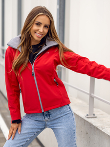 Piros női átmeneti softshell dzseki Bolf AB056