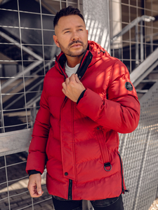 Steppelt téli férfi parka dzseki piros színben Bolf 7330