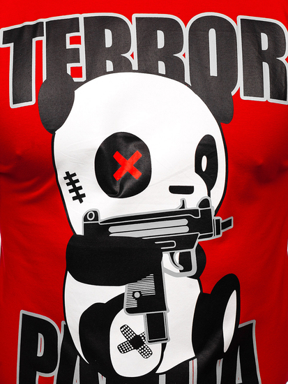 Mintás férfi póló piros színben Bolf 2291