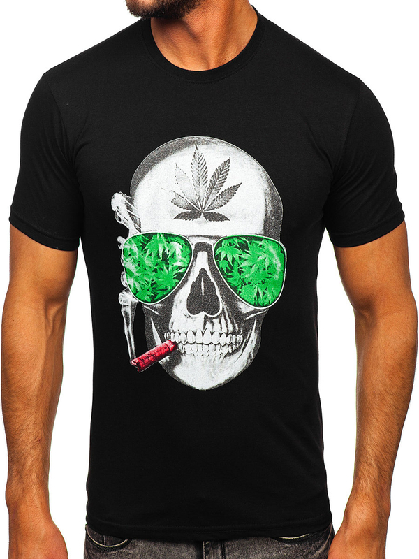 Fekete színű férfi póló nyomattal Bolf Y70019