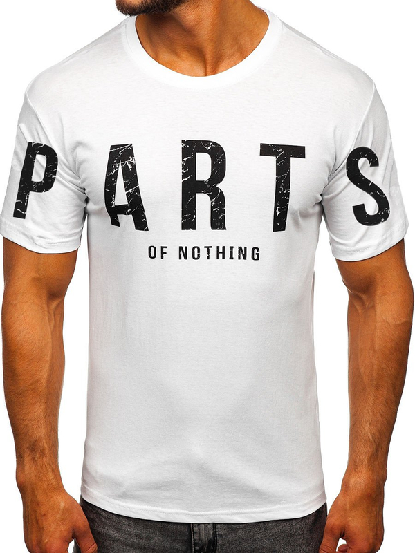 Férfi póló mintával fehér Bolf 1180