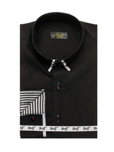 Elegáns hosszú ujjú férfi ing fekete színben Bolf 1747