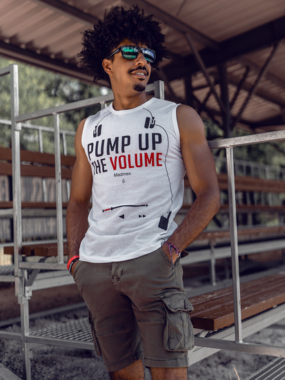 Férfi tank top mintával fehér színben Bolf 14815A
