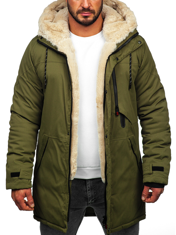 Téli férfi parka khaki színben Bolf 22M38