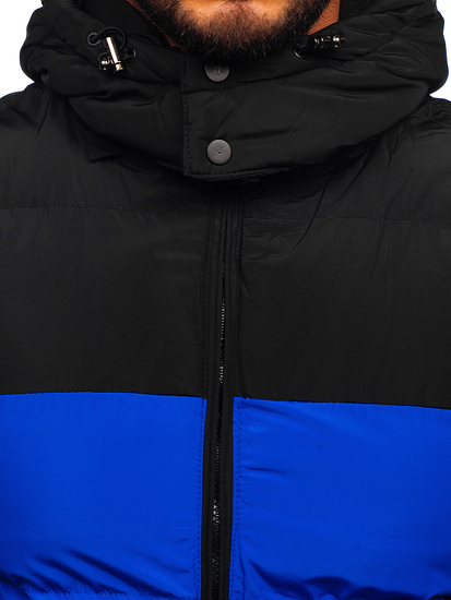 Steppelt férfi mellény kapucnival kék Bolf 1189