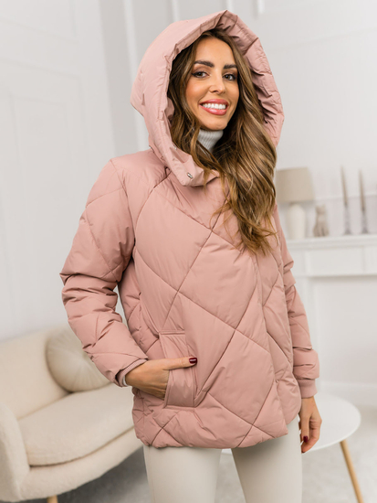 Steppelt téli női dzseki kapucnival rózsaszín színben Bolf 5M3175