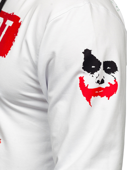 Fehér mintás férfi pulcsi kapucnival Bolf 6384