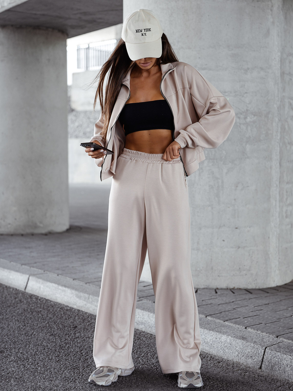 Női két darabos szett cipzárral bézs Bolf 821109