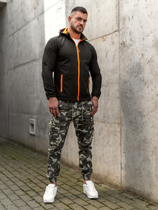 Fekete-narancssárga férfi átmeneti softshell dzseki Bolf HH017A