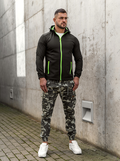 Fekete-zöld férfi átmeneti softshell dzseki Bolf HH017A