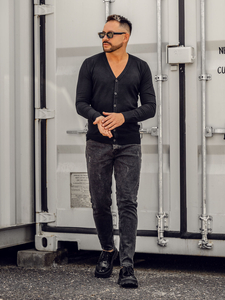 Fekete cipzáras férfi kardigán Bolf YY06A