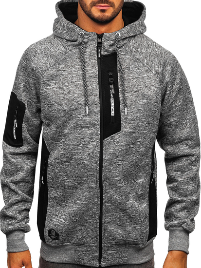 Szürke bélelt férfi kapucnis pulóver Bolf TC1306