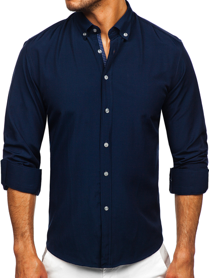 Hosszú ujjú férfiing gránátkék színben Bolf 20716