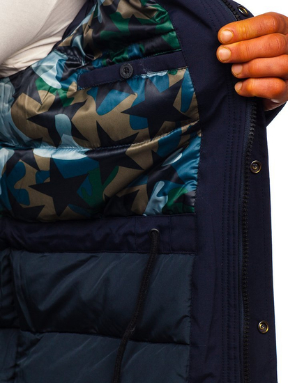 Férfi téli parka dzseki sötétkék Bolf 1972