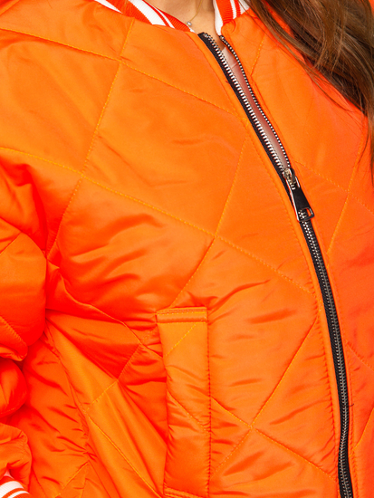 Átmeneti steppelt női bomberdzseki narancssárga színben Bolf 82556