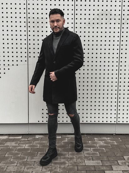  Férfi téli kabát fekete színben Bolf 1047-1