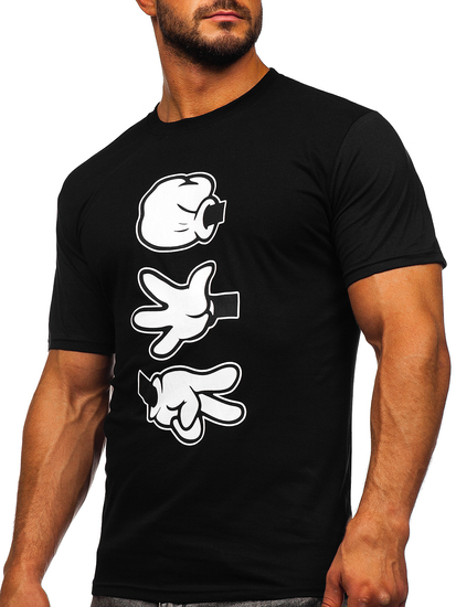 Férfi pamut nyomtatott póló Fekete Bolf KS1997