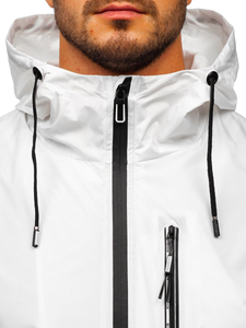 Átmeneti férfi sportdzseki kapucnival fehér Bolf 6172