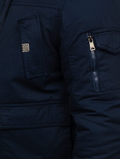 Vastag téli férfi pamut dzseki gránátkék színben Bolf 1890