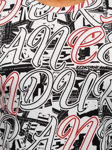 Mintás férfi póló fehér színben Bolf 14906