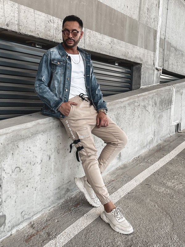 Férfi katonai jogger nadrág bézs színben Bolf 6685