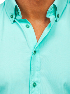 Elegáns hosszú ujjú férfiing világos türkizkék színben Bolf 5821-1