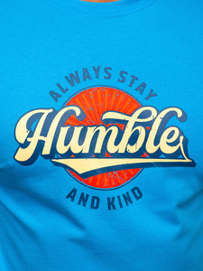 Kék pamut férfi póló mintával Bolf MPO3531