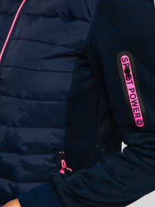 Sötétkék steppelt kapucnis női átmeneti kabát Bolf KSW4001A1