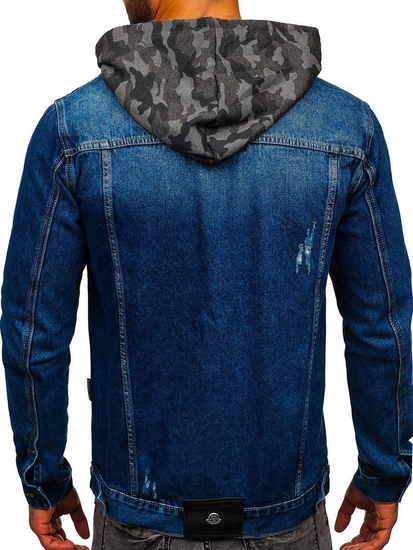 Férfi farmerdzseki kapucnival gránátkék Bolf RB9824-1