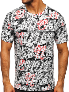 Mintás férfi póló fehér színben Bolf 14906