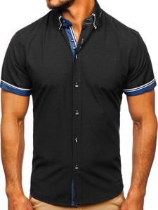 Rövid ujjú férfiing fekete Bolf 2911-1