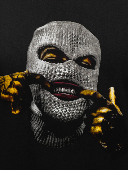 Férfi póló mintával fekete Bolf 142172