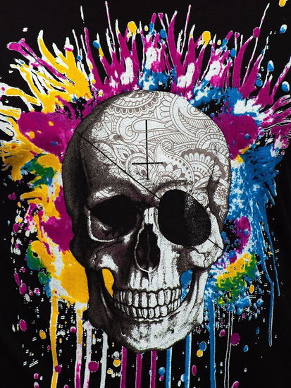 Férfi póló mintával fekete Bolf 142170