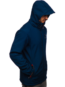 Sötétkék férfi softshell dzseki Bolf BK122