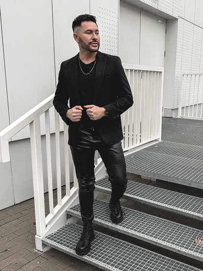 Fekete férfi okos blézer Bolf 1652A